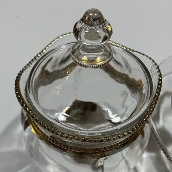 Antique Early  1900's EAPG Tarentum Glass Georgia Gem Footed butter & Sugar dish - Picture 3 of 9